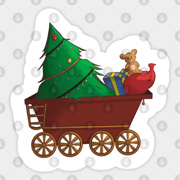 Christmas Tree Wagon Sticker by Pafart